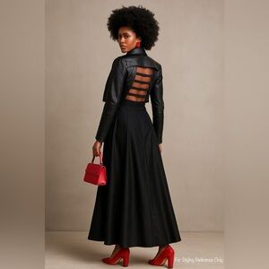 JS Collections Black Fit & Flare Evening Dress – Size 10 US #PromReady